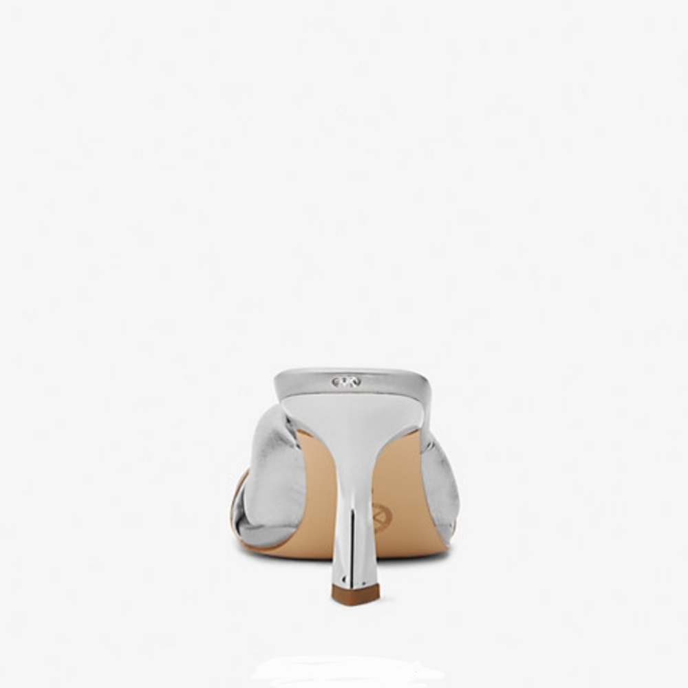 Michael Kors Elena Silver Metallic Leather Heels Sz 6M - Picture 3 of 8